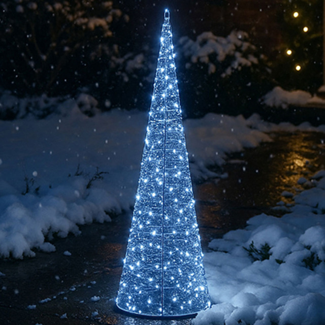 Xmas Haus Cone Shaped 250 White Micro LED Silver Light Tower 3ft - image 1