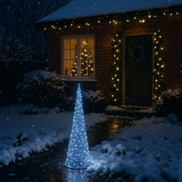 Xmas Haus Cone Shaped 250 White Micro LED Silver Light Tower 3ft - thumbnail 2