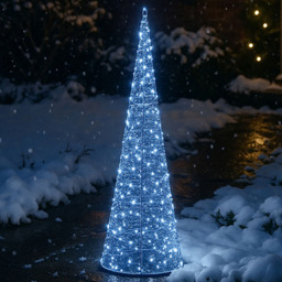 Xmas Haus Cone Shaped 250 White Micro LED Silver Light Tower 3ft - thumbnail 1