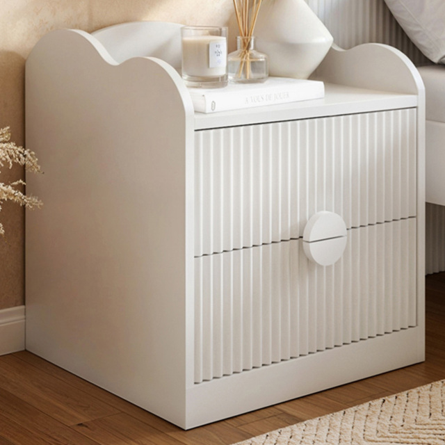 Flair Calista White 2 Drawer Ribbed Nightstand - image 1