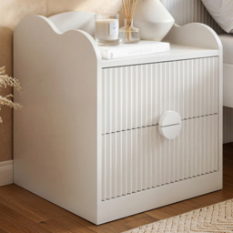 Flair Calista White 2 Drawer Ribbed Nightstand - thumbnail 1