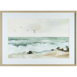 Evening Tide Rope Effect Framed Canvas Blue - thumbnail 1