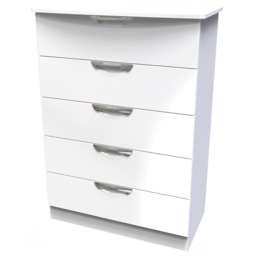 Crowndale Camden 5 Drawer White Gloss Chest of Drawers - thumbnail 2