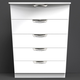 Crowndale Camden 5 Drawer White Gloss Chest of Drawers