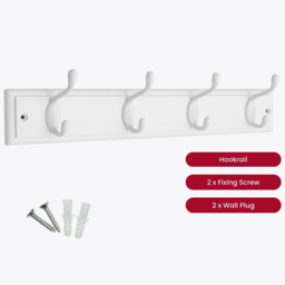 Headbourne White 4 Hook Coat Rail - thumbnail 3