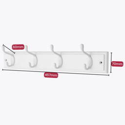 Headbourne White 4 Hook Coat Rail - thumbnail 4