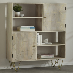 Brooklyn Huyen 2 Door 4 Shelf Light Gold Display Cabinet