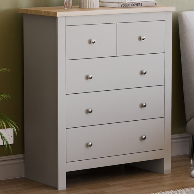 Vida Designs Arlington 5 Drawer Grey Shaker Style Chest of Drawers - image 1