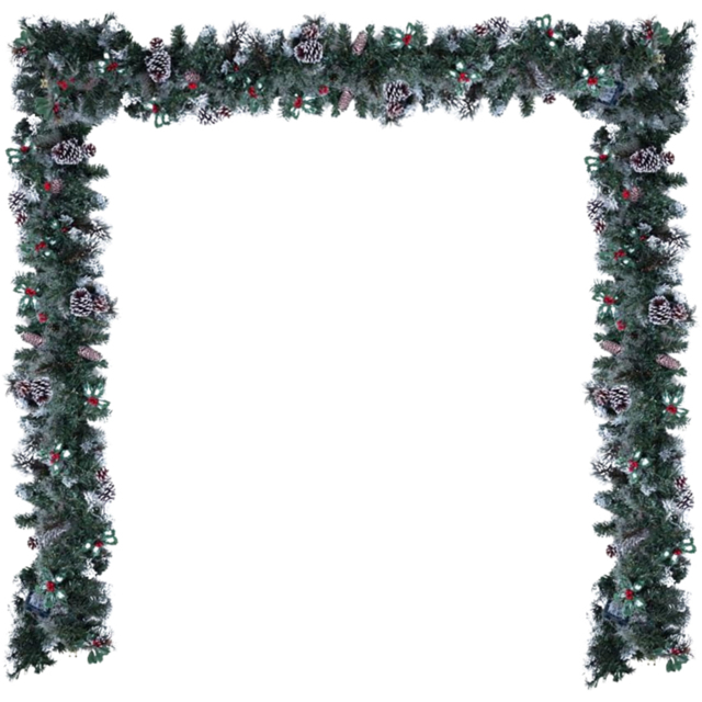 Marco Paul Warm White LED Christmas Garland with Frosted Pinecones 180cm - image 1