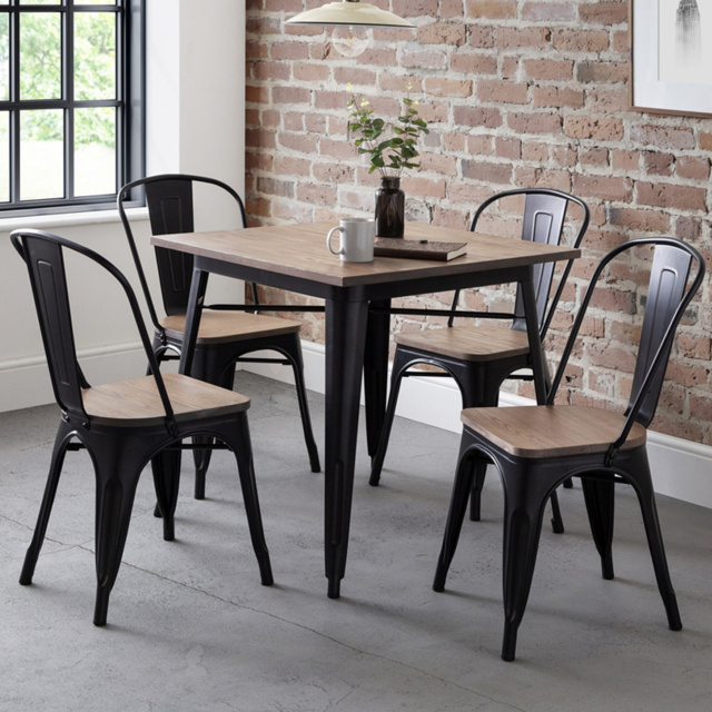 Julian Bowen Grafton Black and Mocha Elm Dining Chairs Set of 4 - image 1
