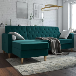 Dorel Home Liberty 3 Seater Green Sectional Futon with Chaise