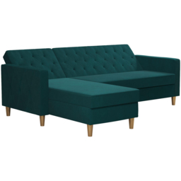 Dorel Home Liberty 3 Seater Green Sectional Futon with Chaise - thumbnail 4