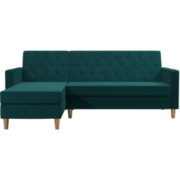 Dorel Home Liberty 3 Seater Green Sectional Futon with Chaise - thumbnail 2