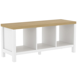 Homebase Clever Cube White and Light Oak Effect 3 Shelf Storage Unit - thumbnail 2