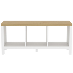 Homebase Clever Cube White and Light Oak Effect 3 Shelf Storage Unit - thumbnail 3