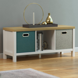 Homebase Clever Cube White and Light Oak Effect 3 Shelf Storage Unit
