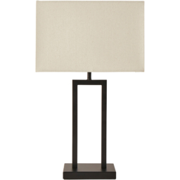 ValueLights Gloria Rectangular Shade Black Double Stem Metal Table Lamp