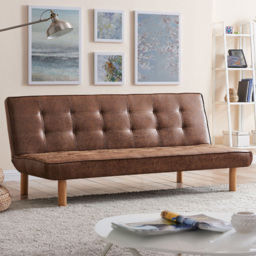 Home Detail Salerno Double Sleeper Brown Air Leather Sofa Bed