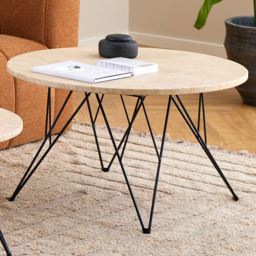 Florence Prunus Matt Beige and Matt Black Round Coffee Table