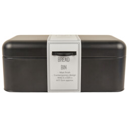 Rectangular Black Bread Bin with Hinged Lid