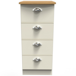 Victoria 4 Drawer Cream Ash and Oak Bedside Cabinet - thumbnail 2