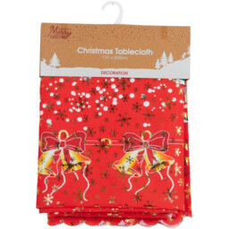 Single Christmas Bells Tablecloth 200 x 137cm in Assorted styles - thumbnail 2