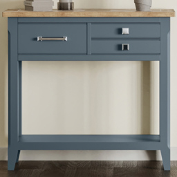 Baumhaus Signature 3 Drawer Single Shelf Blue Small Console Table