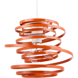 Happy Homewares Orange Gloss Metal Double Ribbon Spiral Ceiling Pendant Shade - thumbnail 1