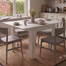 Shefa Line Family White 6 Seater 90-150cm Extendable Dining Table - thumbnail 1