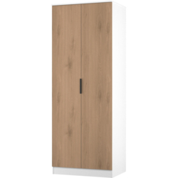 Crowndale Java Slatt Effect and White 2 Door Tall Wardrobe Ready Assembled - thumbnail 4