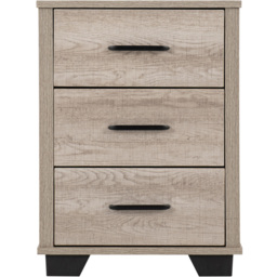 Seconique Oliver 3 Drawer Light Oak Effect Bedside Table - thumbnail 4