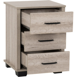 Seconique Oliver 3 Drawer Light Oak Effect Bedside Table - thumbnail 3
