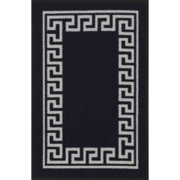 Desire Rugs Black Anti Slip Greek Key Design Door Mat 80 x 150cm