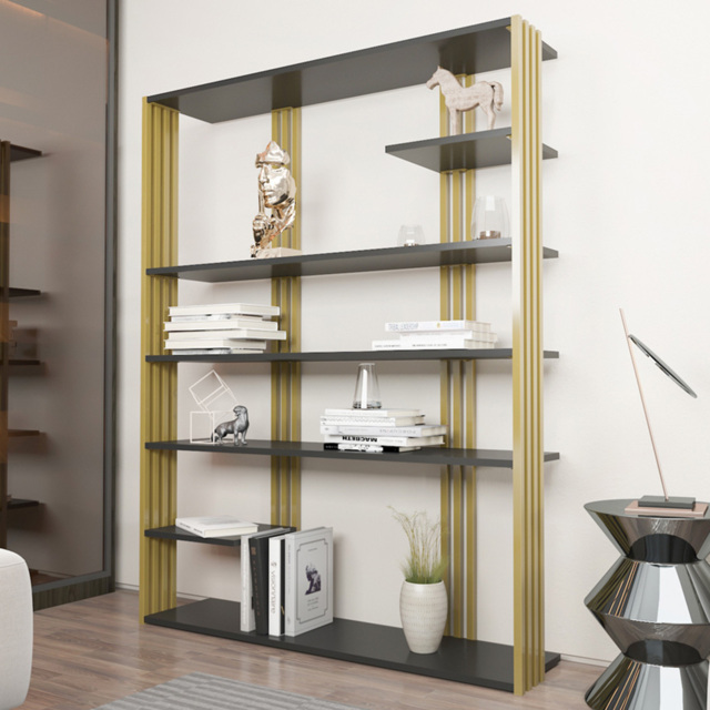 Decorotika Jeni Anthracite and Gold 7 Tier Bookcase - image 1