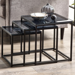 Julian Bowen Chicago Smoked Glass Nest of Tables Set of 3