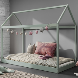 Home Detail Taylor Pastel Green Wooden Kids House Bed
