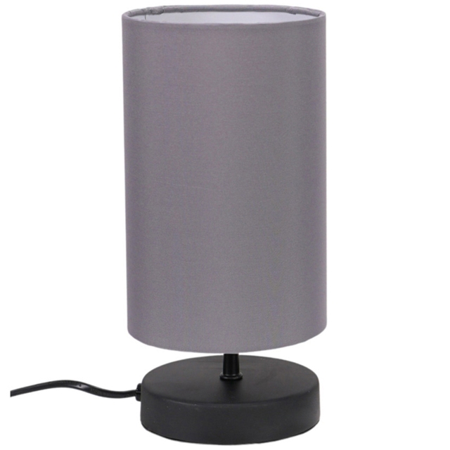 ValueLights Francis Black Touch Table Lamp with Grey Shade and Bulb - image 1