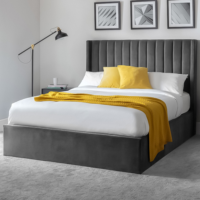 Julian Bowen Langham King Size Grey Storage Ottoman Bed - image 1