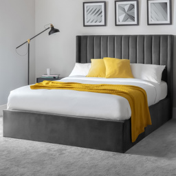 Julian Bowen Langham King Size Grey Storage Ottoman Bed - thumbnail 1