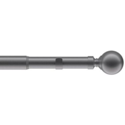 New Edge Blinds Charcoal Ball End Extendable Eyelet Metal Curtain Pole Set 120-210cm