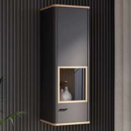 Florence Klara Single Door Grey and Oak Glass Display Cabinet