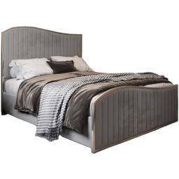 Brixton Grey Small Double Velvet Upholstered Metal Bed Frame with Wave Headboard - thumbnail 2