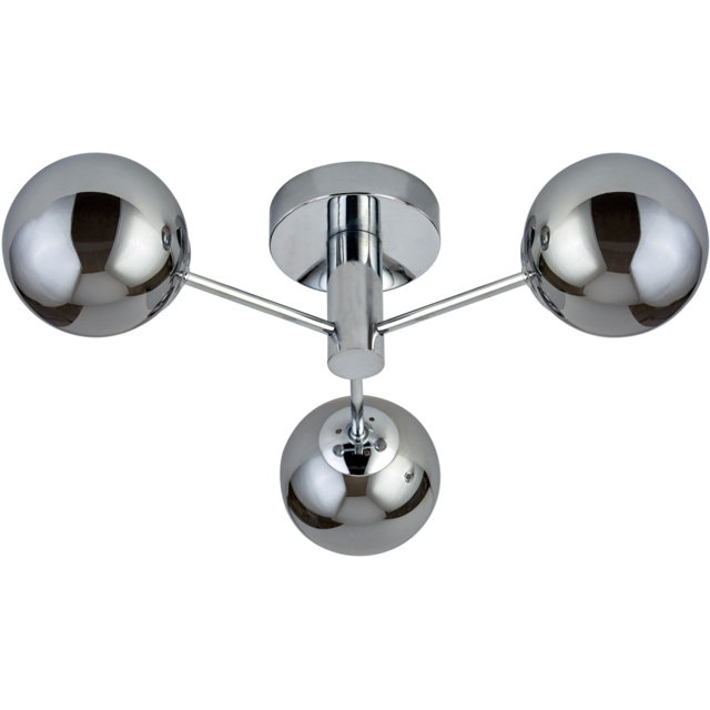 Lighting Collection 3 Light Chrome Smokey Glass Shade Ceiling Light - image 1