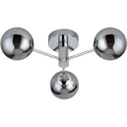 Lighting Collection 3 Light Chrome Smokey Glass Shade Ceiling Light