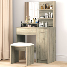 Portland Single Drawer Single Door 3 Shelf Dressing Table Set with Mirror