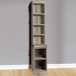 R White Cabinets 6 Tier Grey Desk Height Bookcase with Hutch
