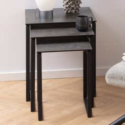 Florence Katrine Black Ceramic Nest of Tables Set of 3