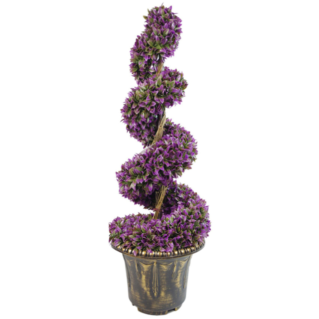 Leaf Spiral Topiary Purple Large Leaf Artificial Tree with Decorative Planter 90cm - image 1