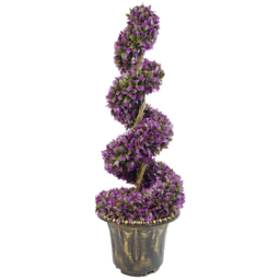 Leaf Spiral Topiary Purple Large Leaf Artificial Tree with Decorative Planter 90cm - thumbnail 1