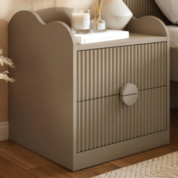 Flair Calista Dark Beige 2 Drawer Ribbed Nightstand - thumbnail 1